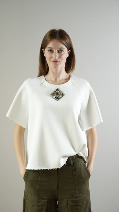 Anna Palmer Los Angeles - T-shirt in felpa con spilla removibile - ART.FANO-3688