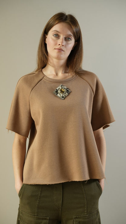 Anna Palmer Los Angeles - T-shirt in felpa con spilla removibile - ART.FANO-3688