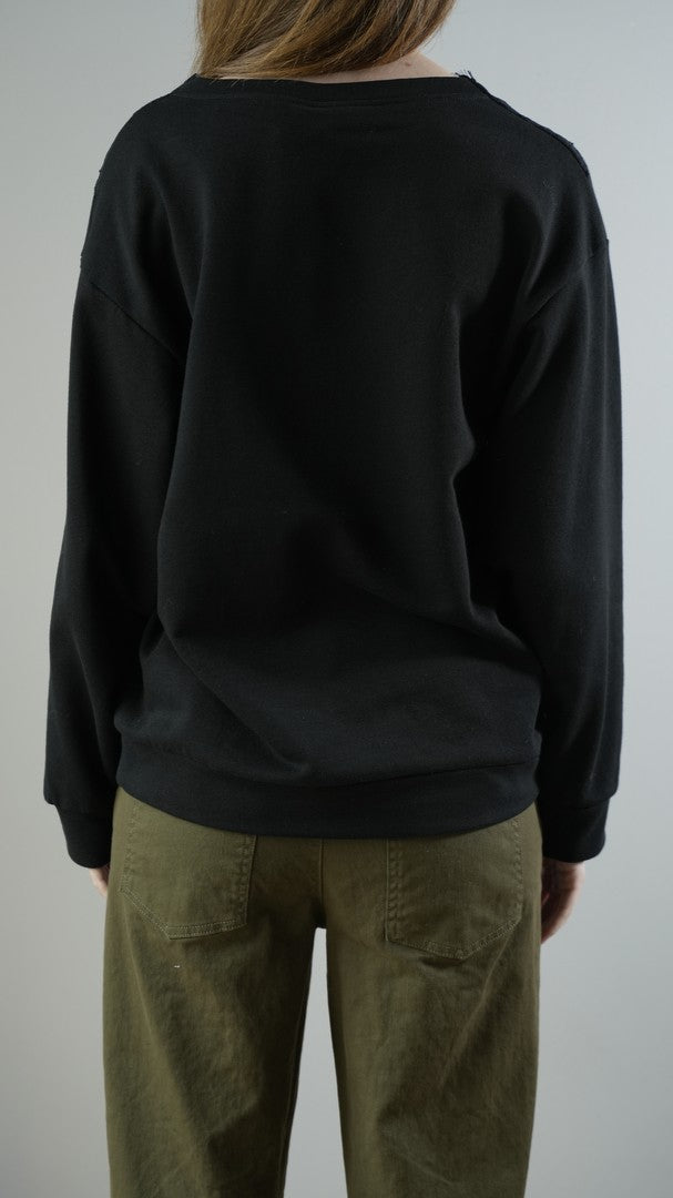 Tensione In - Felpa scollo a V con dettagli in pizzo - ART.37818