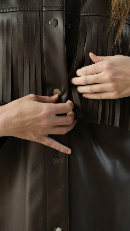 Kontatto - Cappottino con frange in ecopelle imbottito - ART.MA4034N