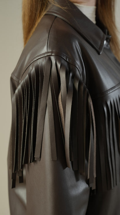 Kontatto - Cappottino con frange in ecopelle imbottito - ART.MA4034N