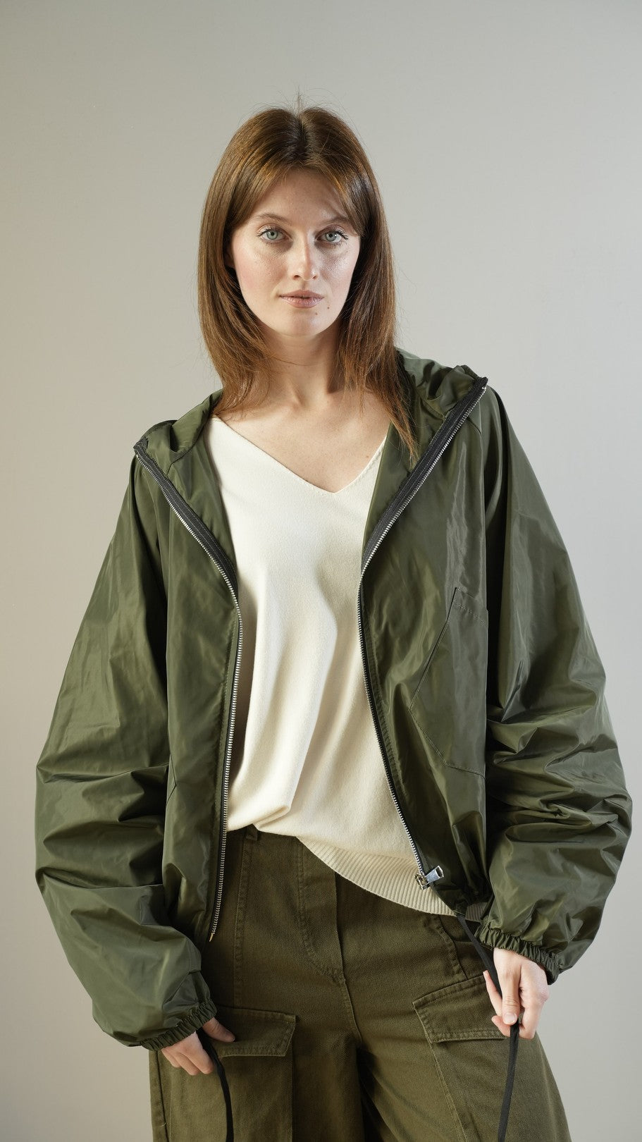 Via Roma - Impermeabile corto con cappuccio