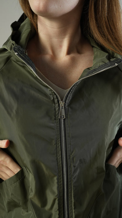 Via Roma - Impermeabile corto con cappuccio