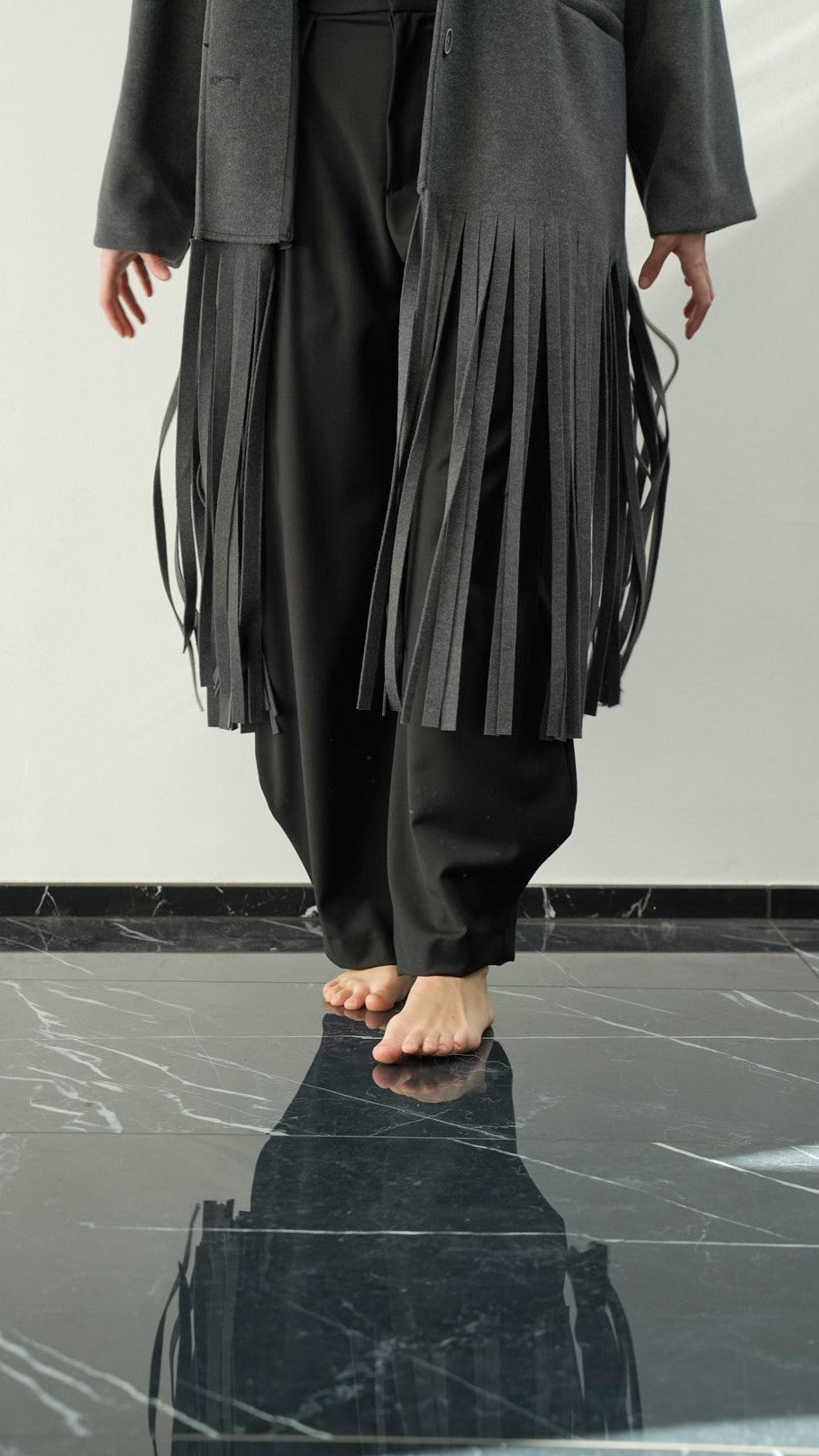 Tensione In - Cappotto frange antracite - ART.UO031