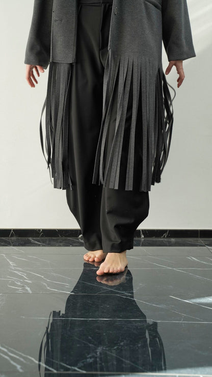 Tensione In - Cappotto frange antracite - ART.UO031