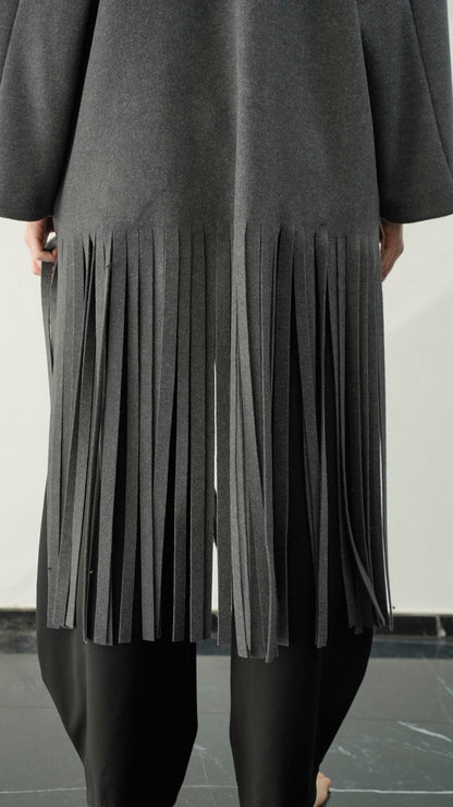 Tensione In - Cappotto frange antracite - ART.UO031