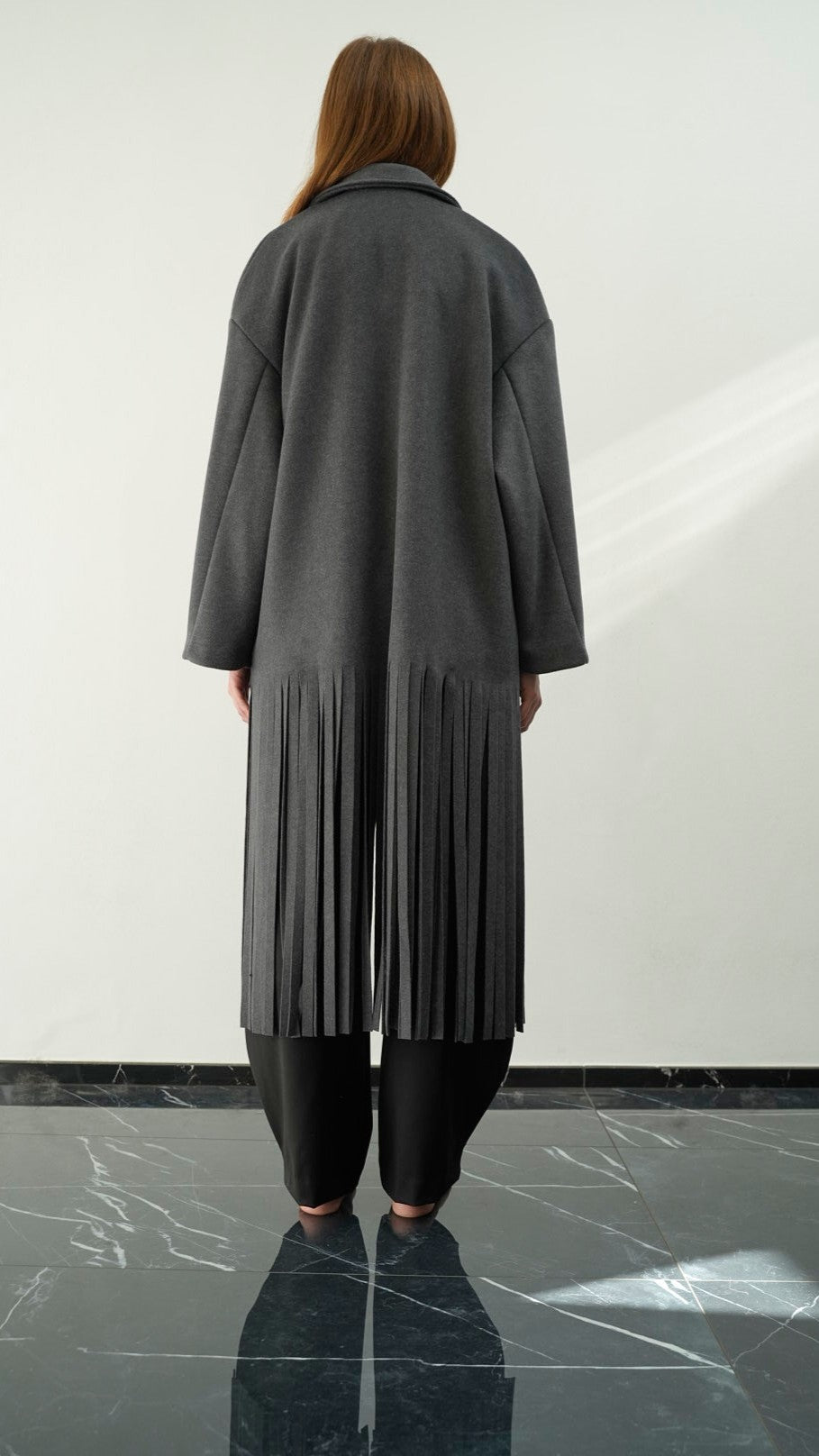 Tensione In - Cappotto frange antracite - ART.UO031