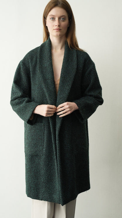 Via Roma - Cappotto sartoriale collo a scialle, pezzo unico