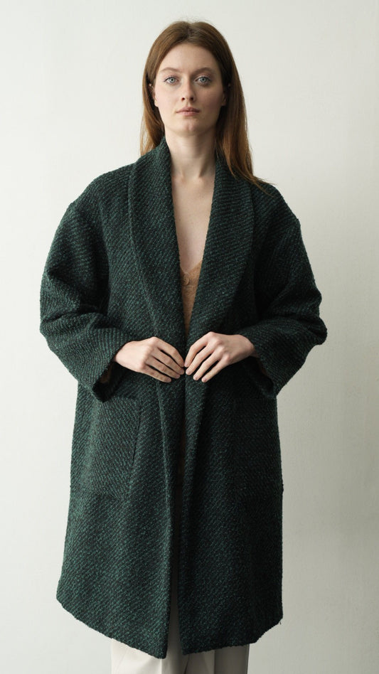 Via Roma - Cappotto sartoriale collo a scialle, pezzo unico