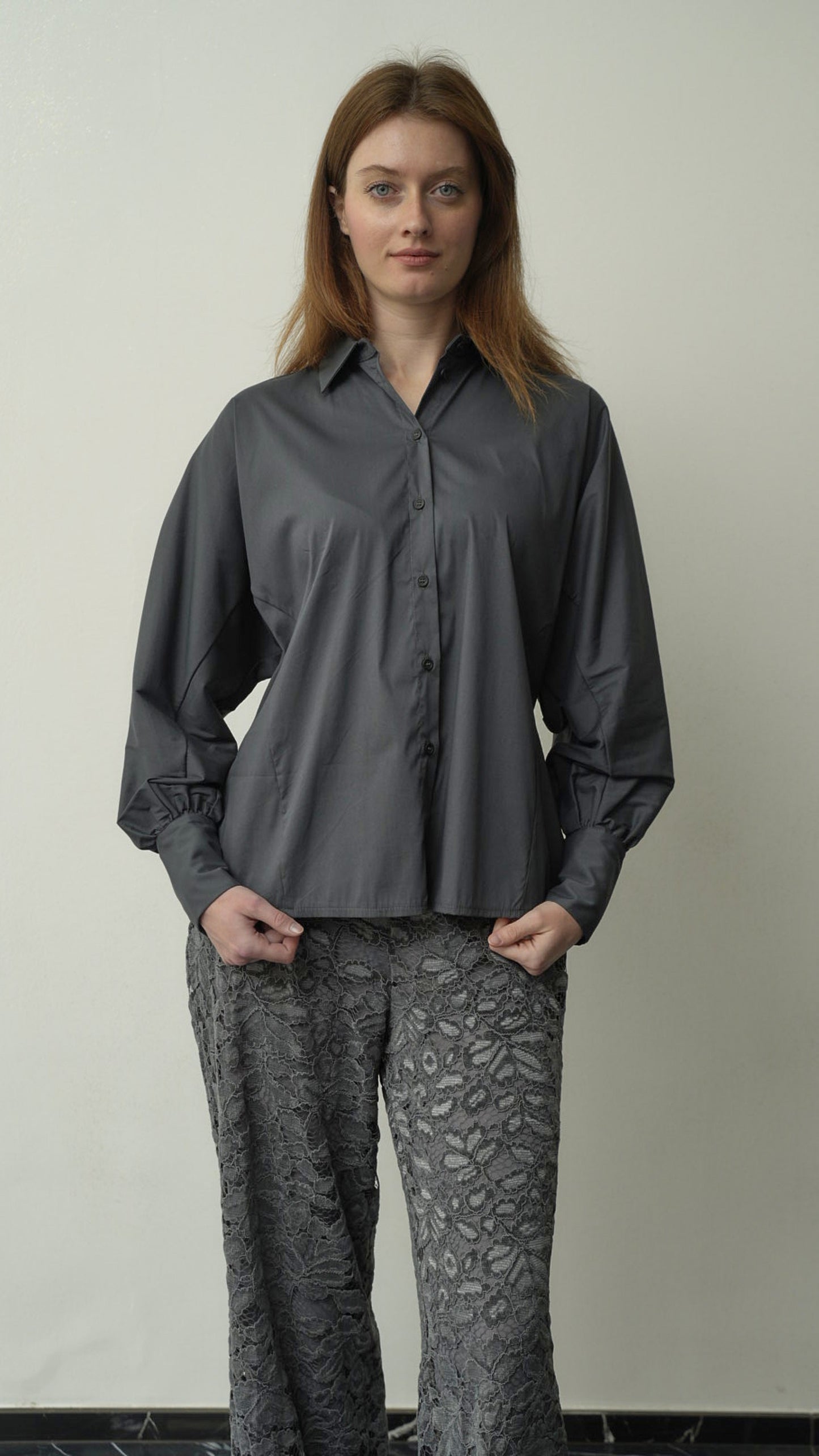 King Kong - Camicia grigia con schiena in pizzo - ART.RI8EG21