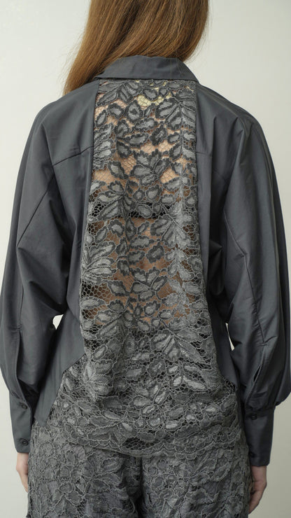 King Kong - Camicia grigia con schiena in pizzo - ART.RI8EG21