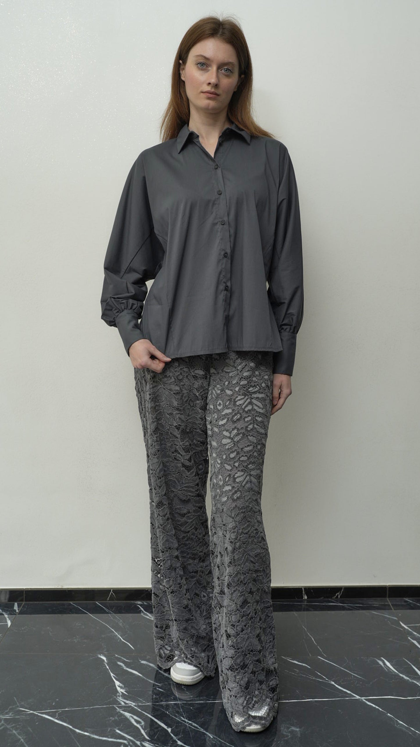 King Kong - Pantaloni grigi in pizzo - ART.RI8EG22