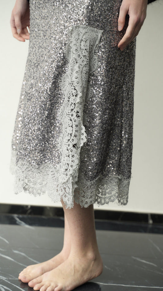 Tensione In - Gonna paillettes con pizzo - ART.37981