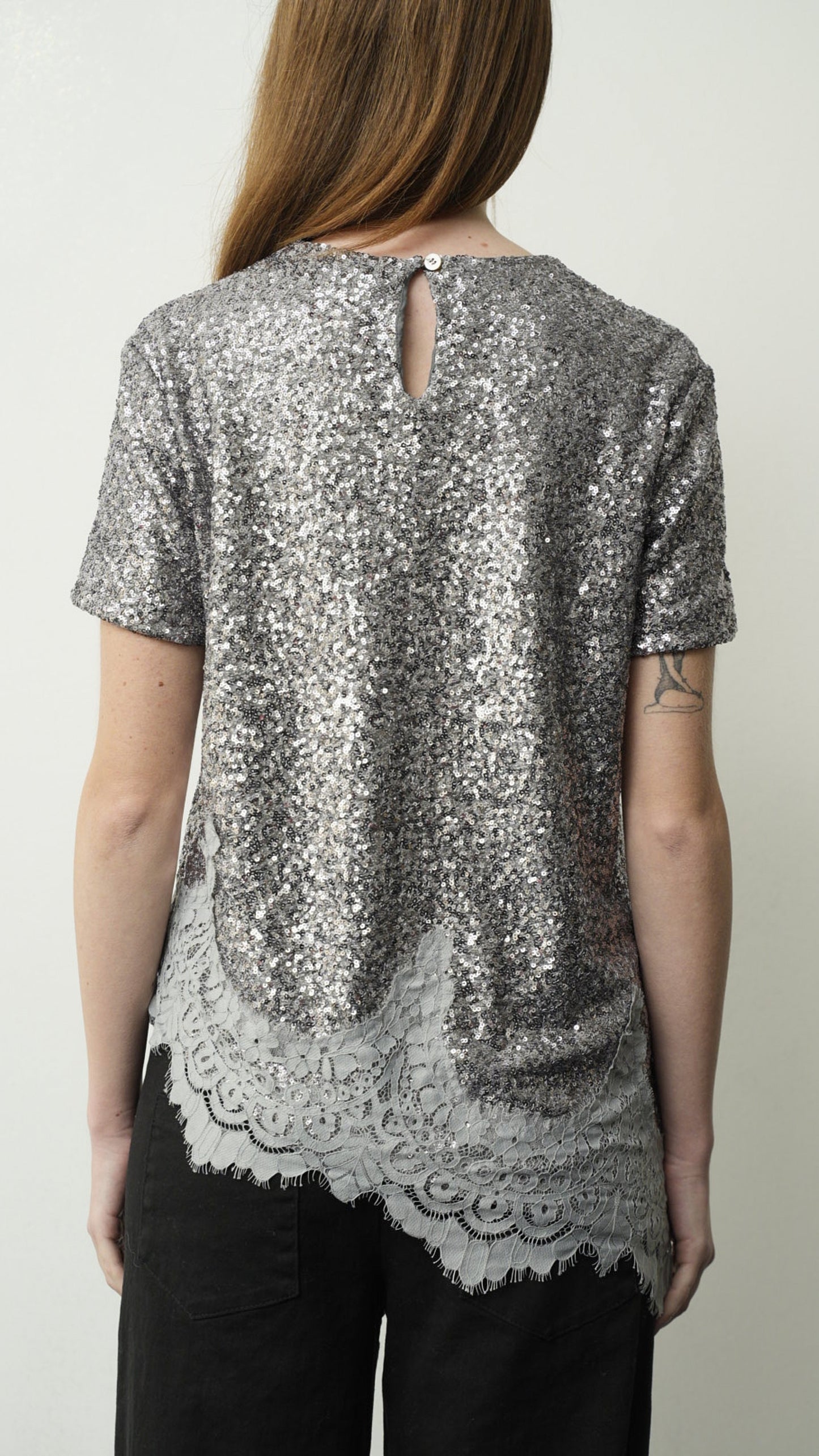 Tensione In - T-shirt pailettes con pizzo - ART.37989