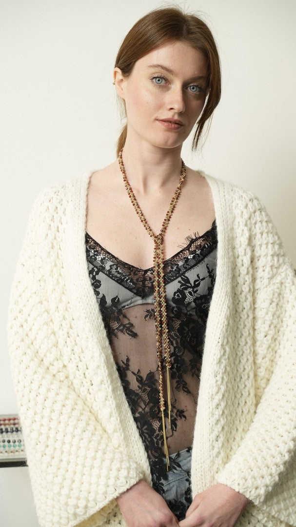 Via Roma - Collana "Nude" Bordeaux - Ambra - Beige - Oro
