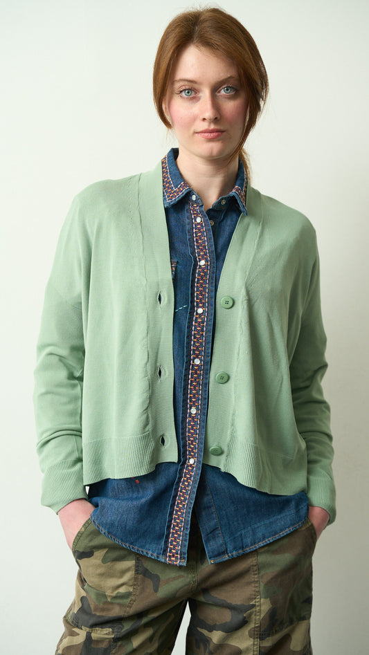 King Kong - Cardigan in viscosa ART.SP8PA30 Muschio