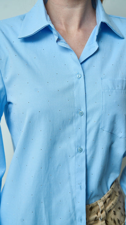 King Kong - Camicia azzurra con strass - ART.SP8SB25