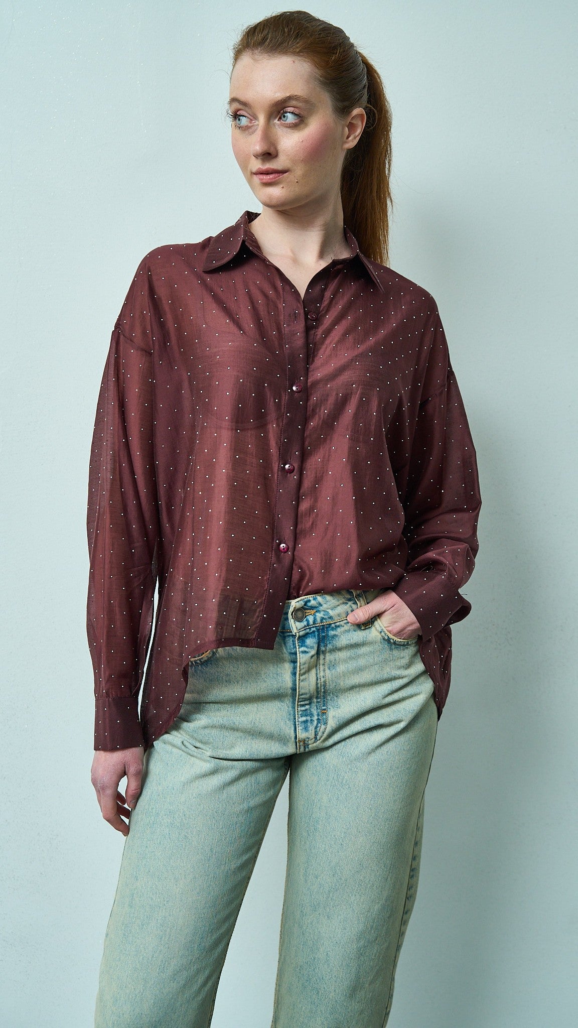 Kontatto - Camicia stondata strass - ART.YM3001C