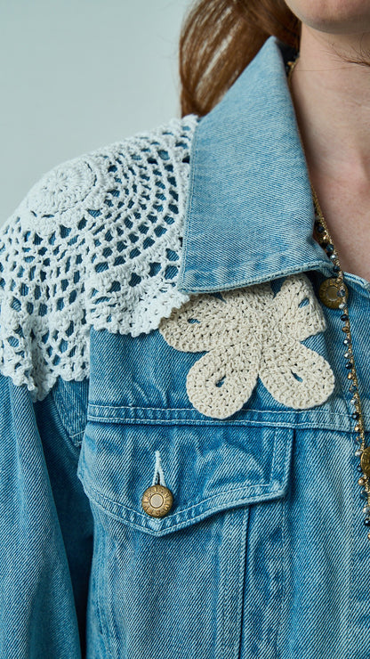 Tensione in - Giubbotto jeans patch crochet - ART.TEVTA0165PE26