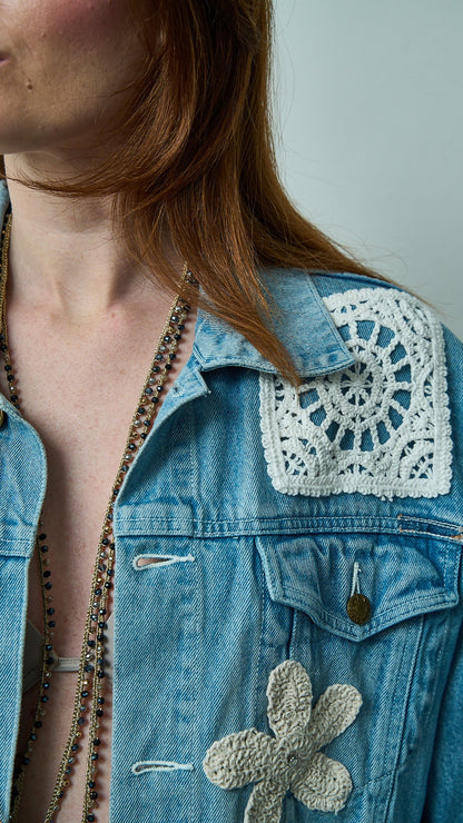 Tensione in - Giubbotto jeans patch crochet - ART.TEVTA0165PE26