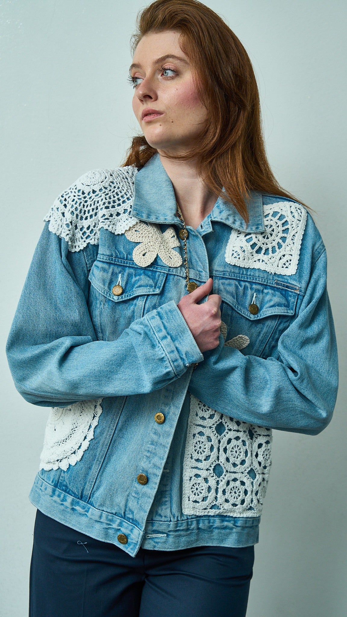 Tensione in - Giubbotto jeans patch crochet - ART.TEVTA0165PE26