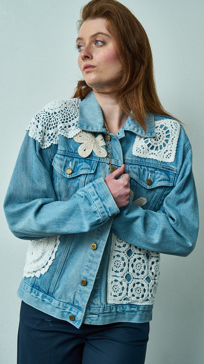 Tensione in - Giubbotto jeans patch crochet - ART.TEVTA0165PE26