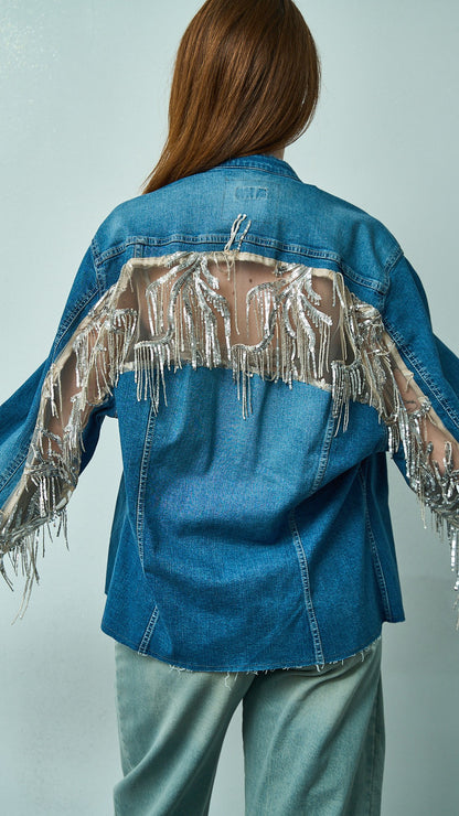 Tensione in - Giacca denim frange paillettes - ART.TEVTA0160PE26
