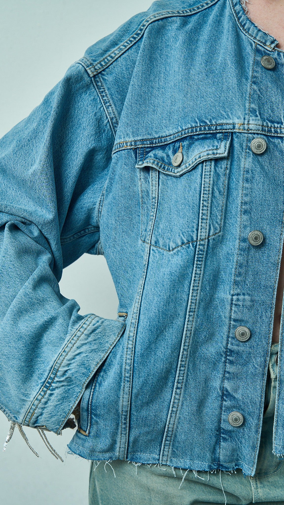 Tensione in - Giacca denim con frange di paillettes - ART.TEVTA0160PE26