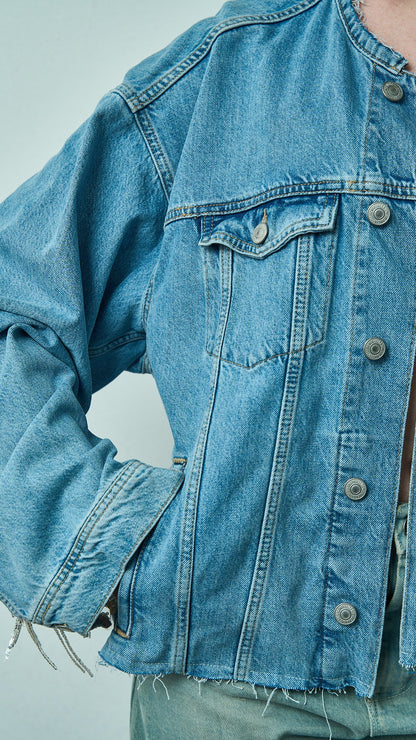 Tensione in - Giacca denim con frange di paillettes - ART.TEVTA0160PE26