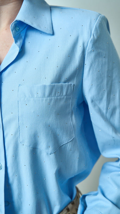 King Kong - Camicia azzurra con strass - ART.SP8SB25