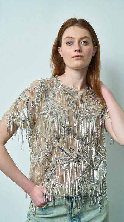 Tensione in - T-shirt con frange - ART.TES26T071