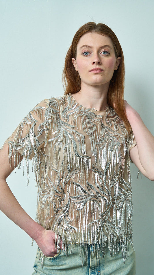 Tensione in - T-shirt con frange - ART.TES26T071