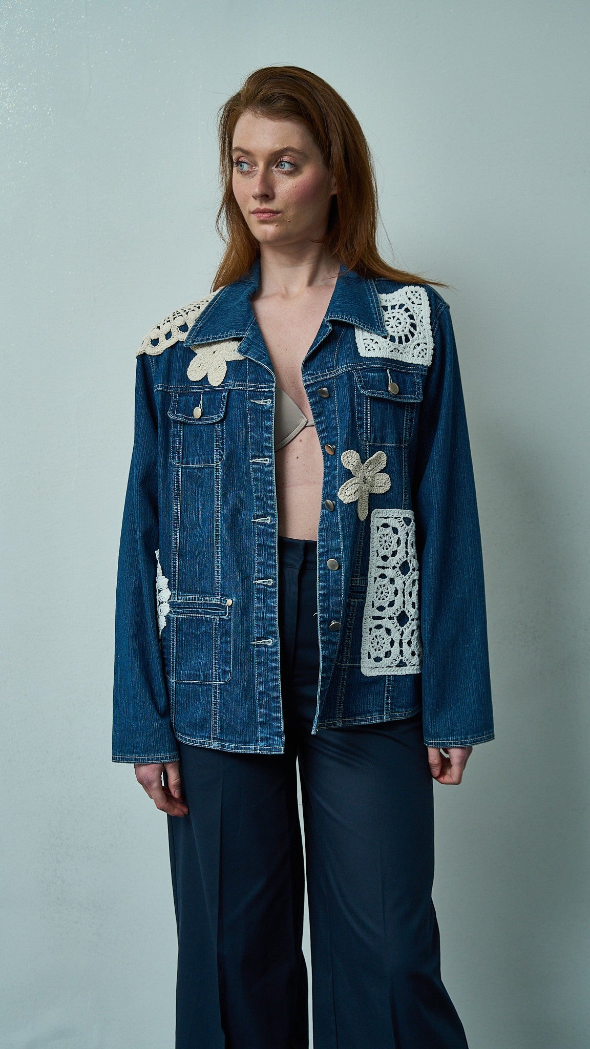 Tensione in - Giacca patch crochet - ART.TEVTA0165PE26 Denim - burro - bianco