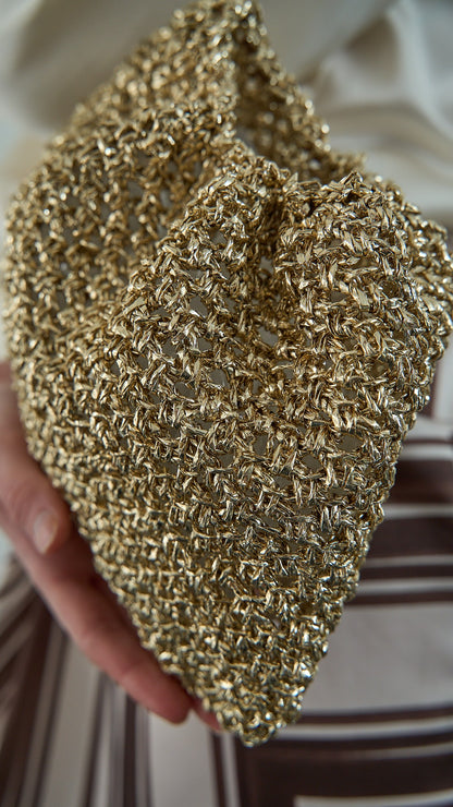 Via Roma - Borsa sacchetto uncinetto dorato