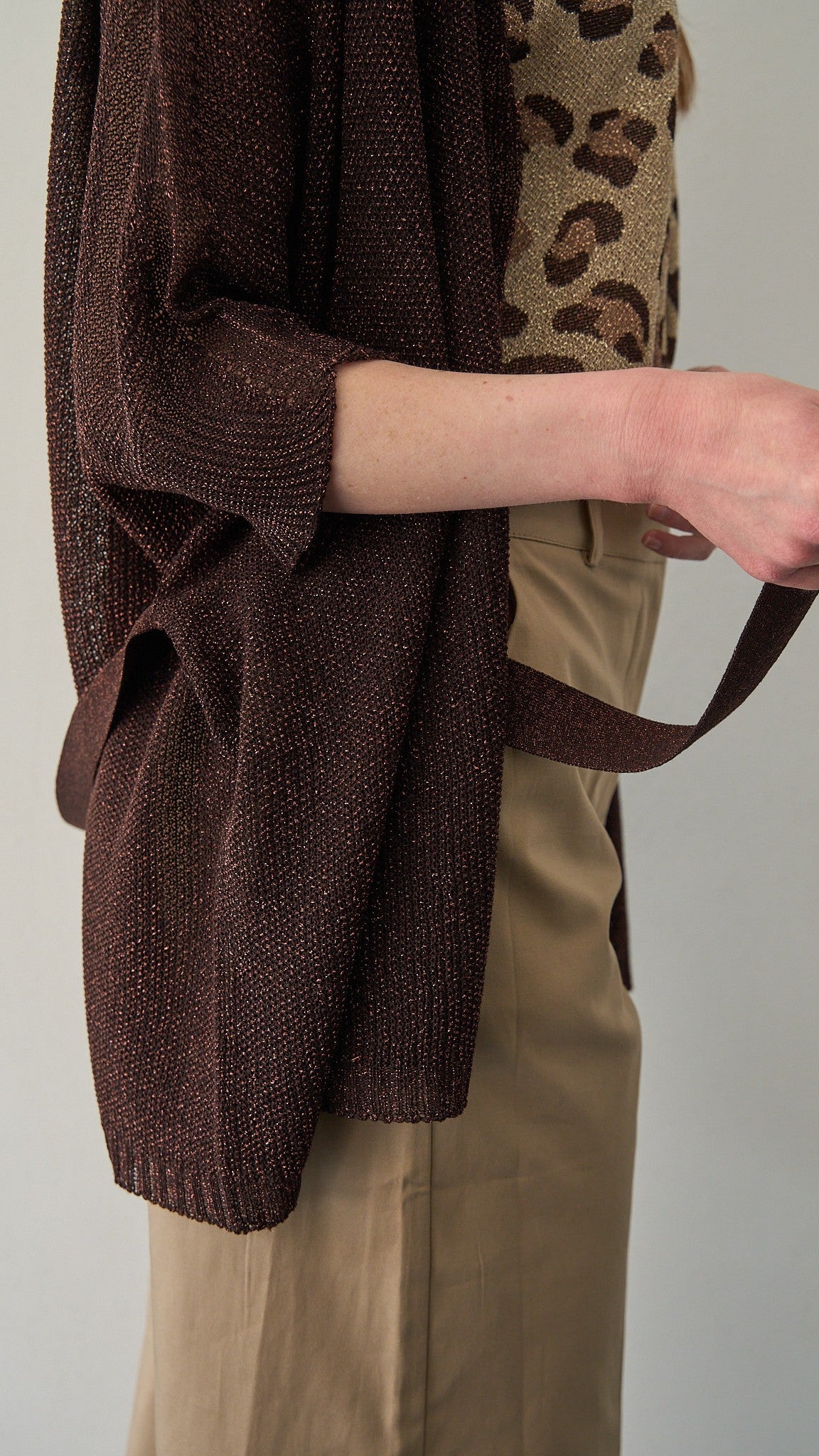 Kontatto - Kimono lurex con cintura ART-3M1554C Moro - Rame lurex