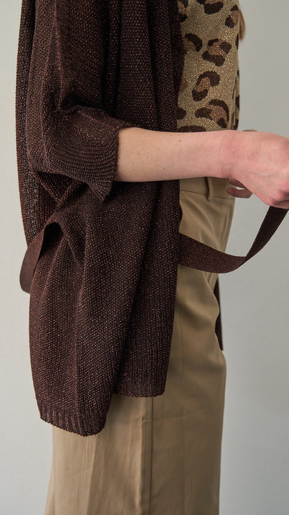 Kontatto - Kimono lurex con cintura ART-3M1554C Moro - Rame lurex