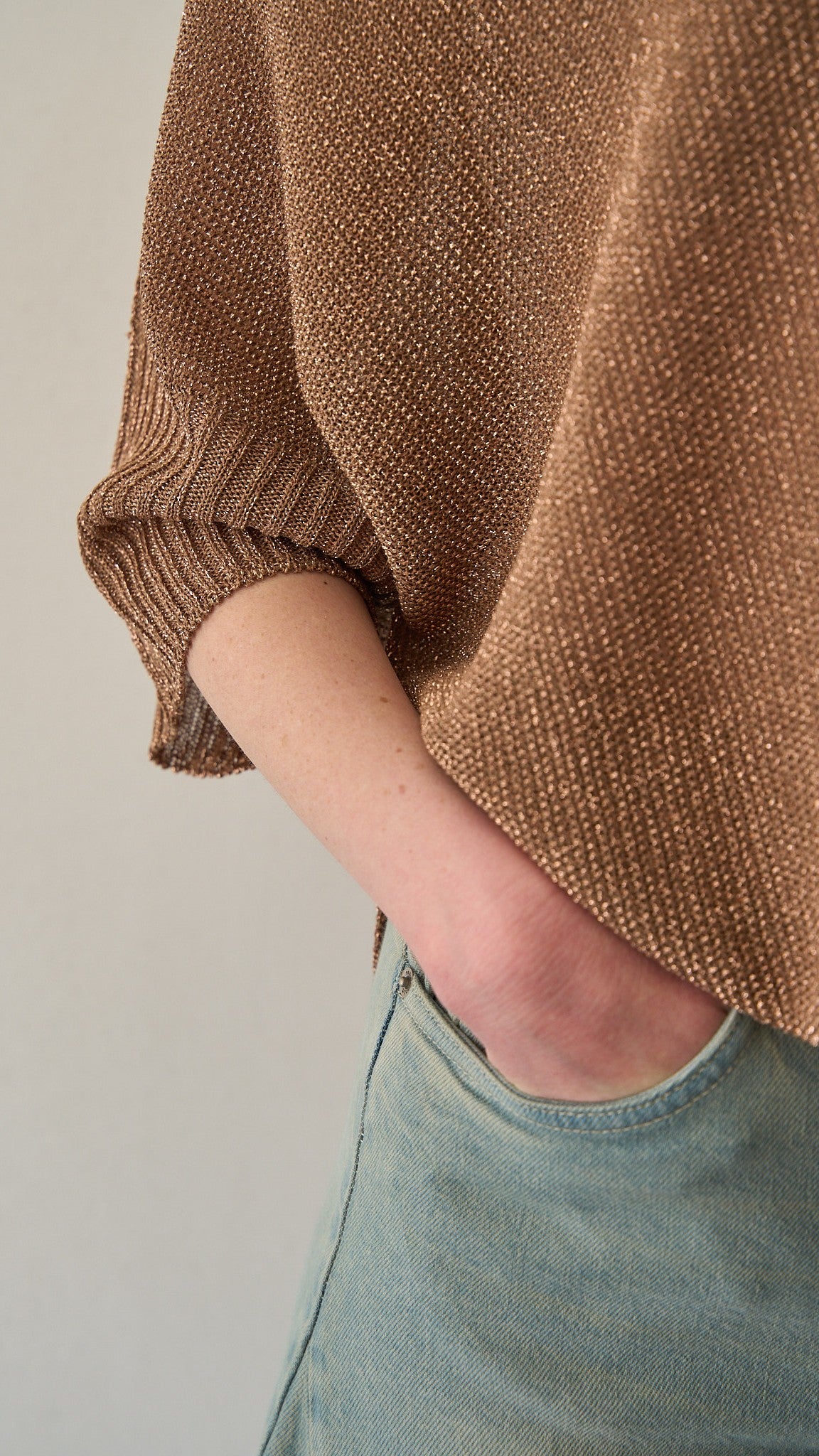 Kontatto - Blusa a barca punto riso ART.3M1557C Rame lurex