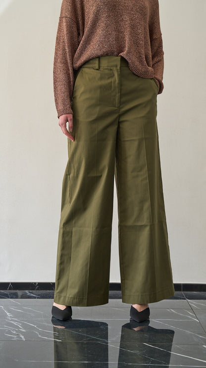 King Kong - Pantalone palazzo in cotone ART.SP8EG17 Verde militare "Amry"