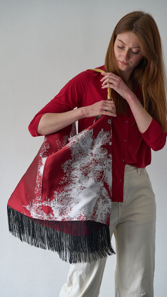 Via Roma - Borsa "Japan" pezzo unico, limited edition Bordeaux - Bianco - Nero