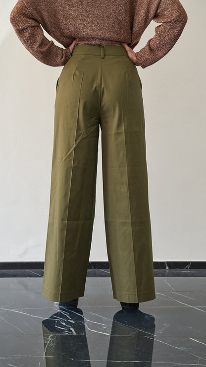King Kong - Pantalone palazzo in cotone ART.SP8EG17 Verde militare "Amry"