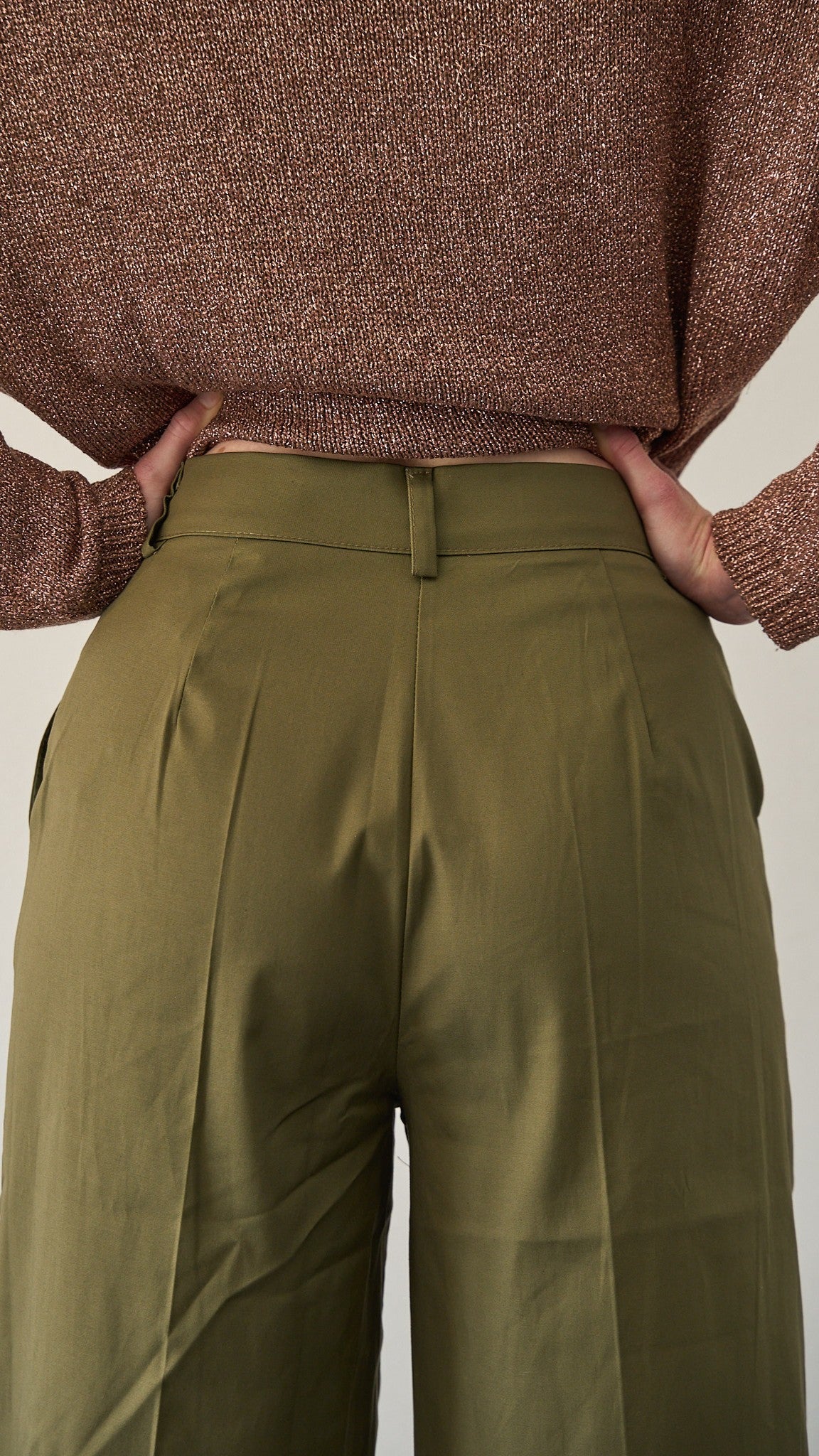 King Kong - Pantalone palazzo in cotone ART.SP8EG17 Verde militare "Amry"