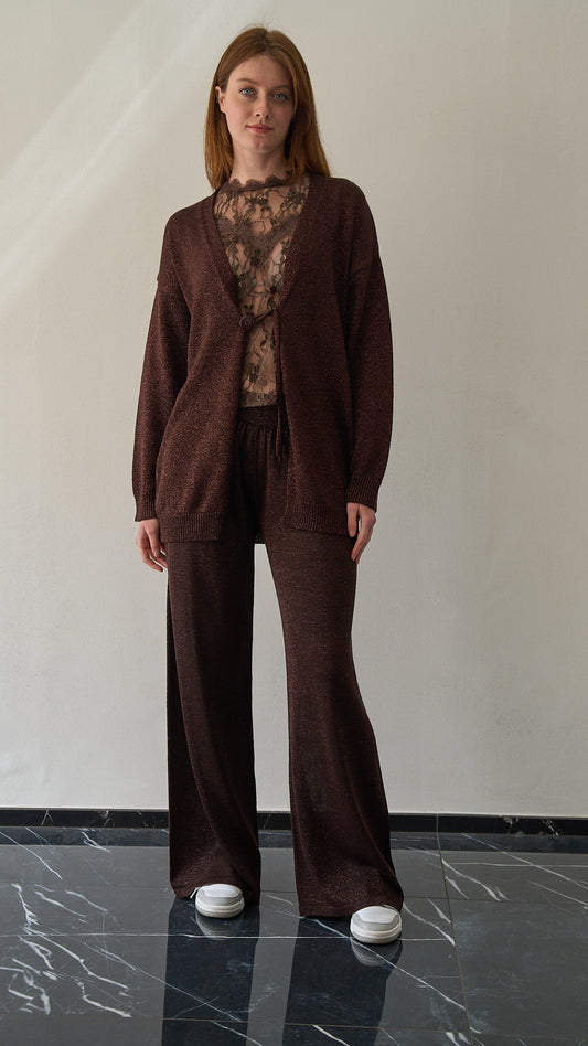 Kontatto - Pantalone in maglia lurex ART.3M1556C Moro - Rame lurex