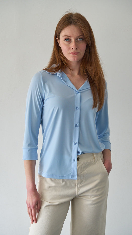 SDB - Camicia spandex con manica tre quarti - ART.4350P Celeste