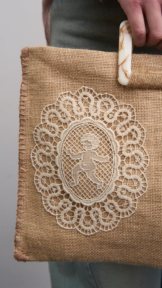 Via Roma - Borsa "Baby Juta" pezzo unico, limited edition Beige - Burro