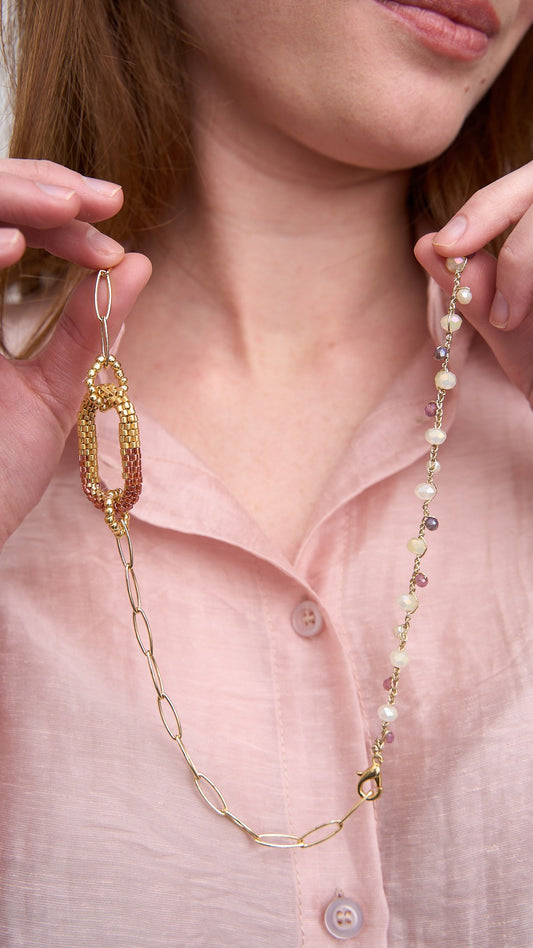 Via Roma - Collana "Antonella" Rosa - Burro - Oro