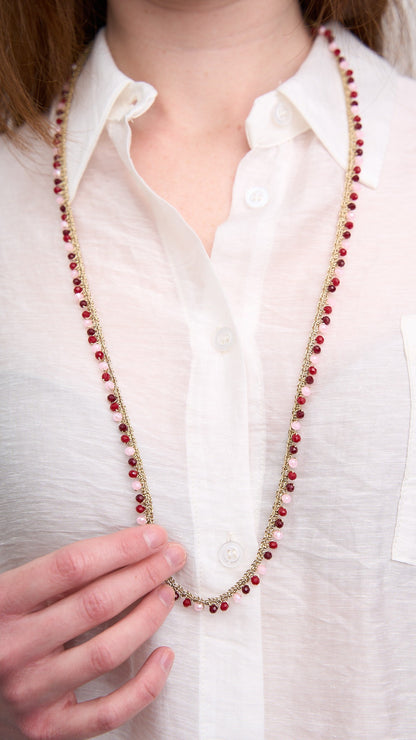 Via Roma - Collana "Daphne" Oro - Bordeaux - Rosso - Rosa