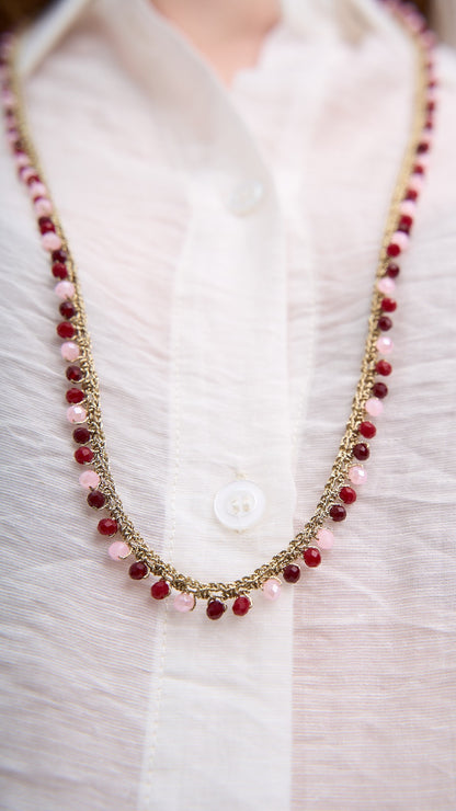 Via Roma - Collana "Daphne" Oro - Bordeaux - Rosso - Rosa