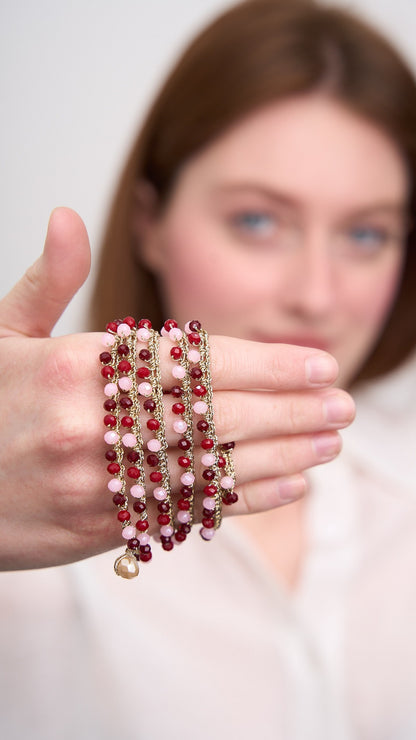 Via Roma - Collana "Daphne" Oro - Bordeaux - Rosso - Rosa