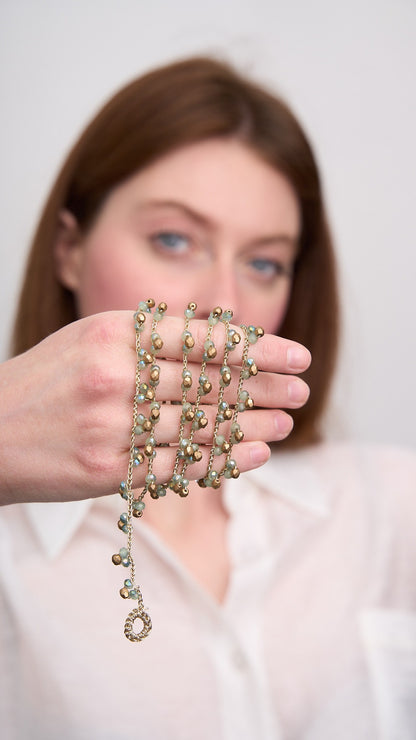 Via Roma - Collana "Tris" Oro - Verde salvia