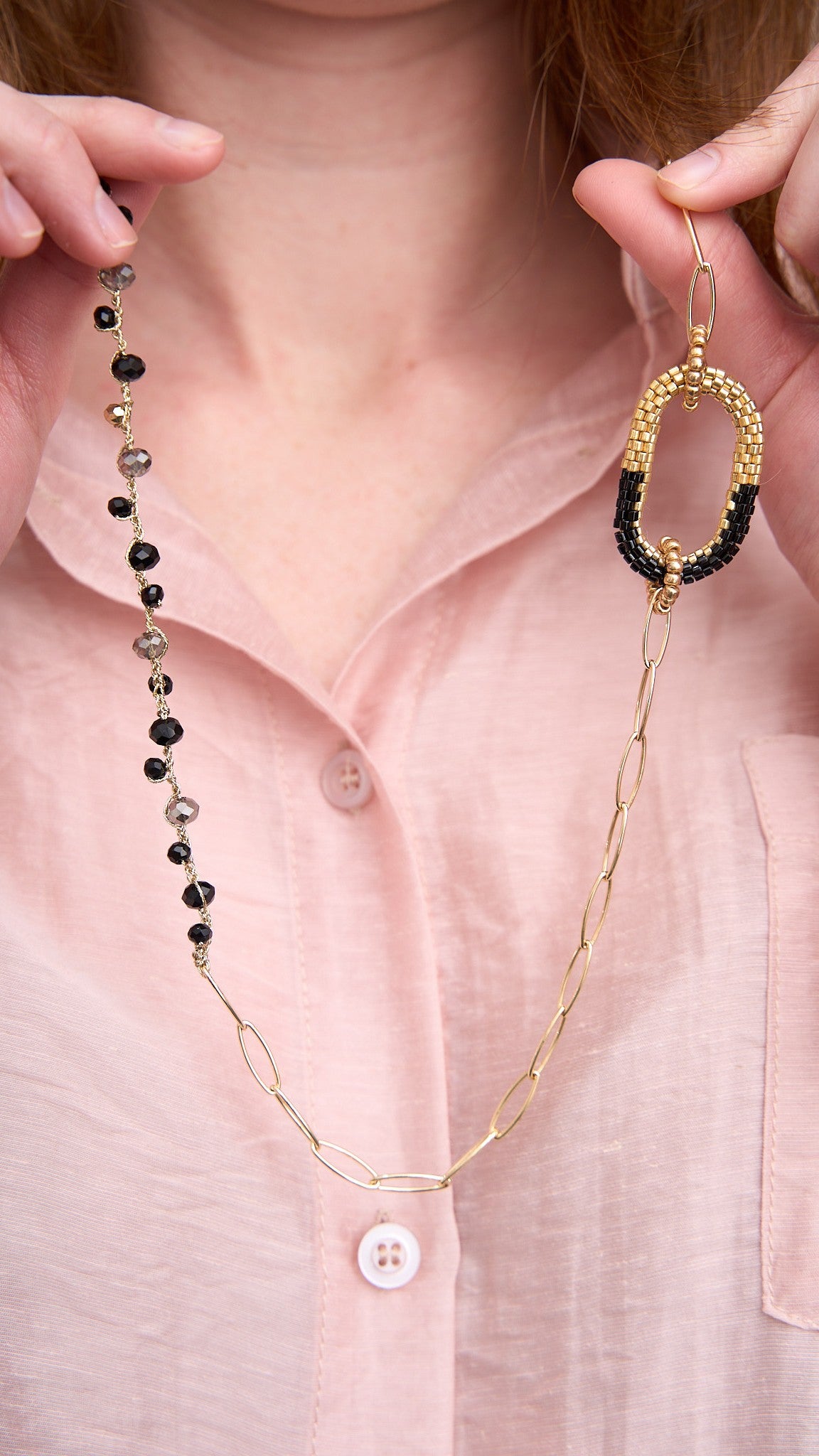 Via Roma - Collana "Antonella" Nero - Grigio - Oro